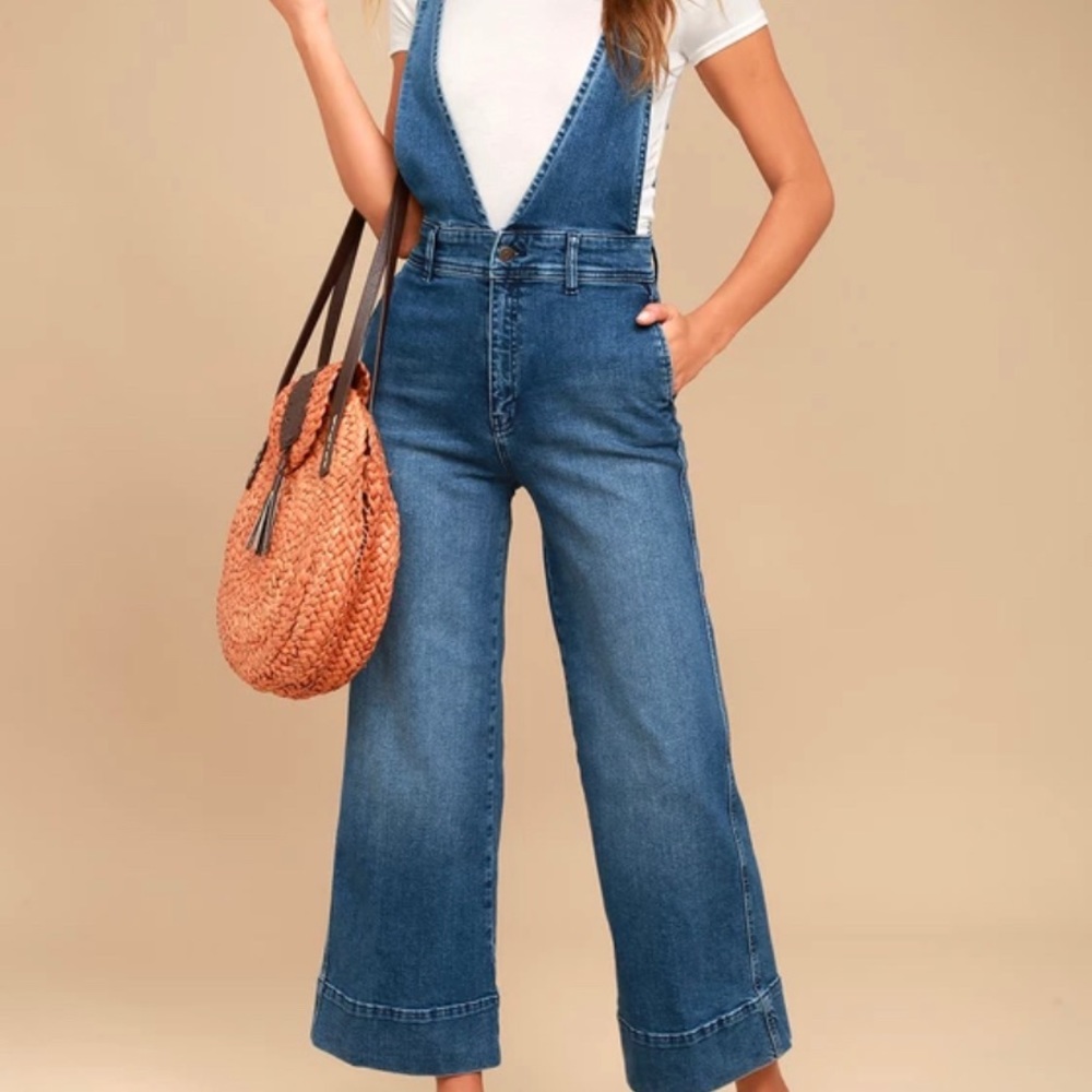 Free People A-line Denim Overalls